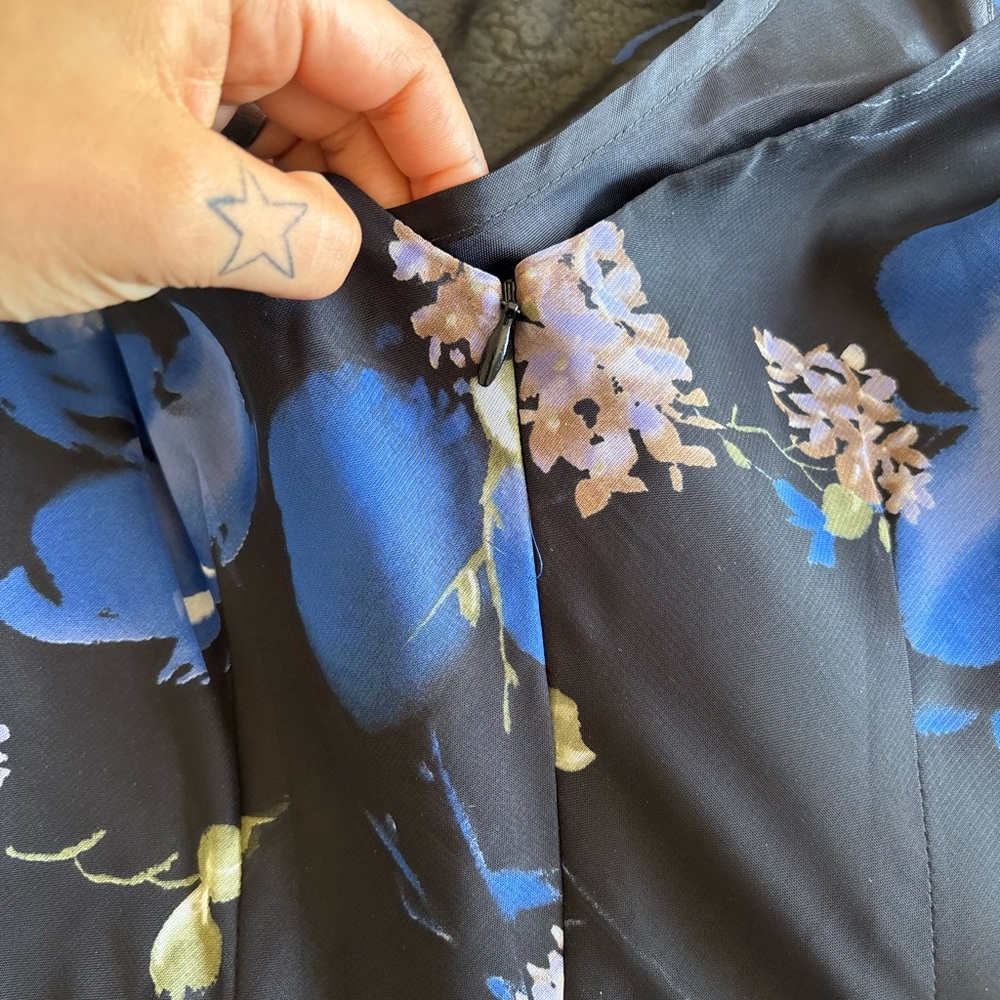 Connected Apparel Blue Floral Fit-and-Flare Dress - Picture 11 of 14
